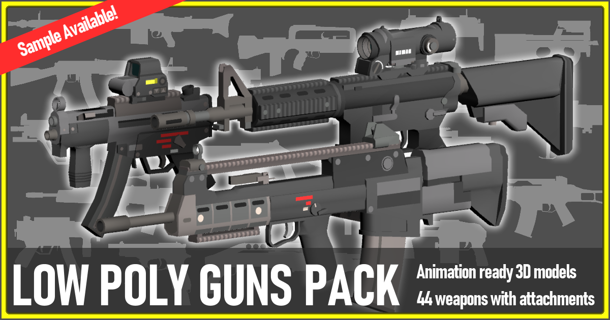 Poly Gun LOW-POLY GUNS PACK | 3D Guns | Unity Asset Store