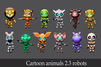 Cartoon characters animals 2 03 robots