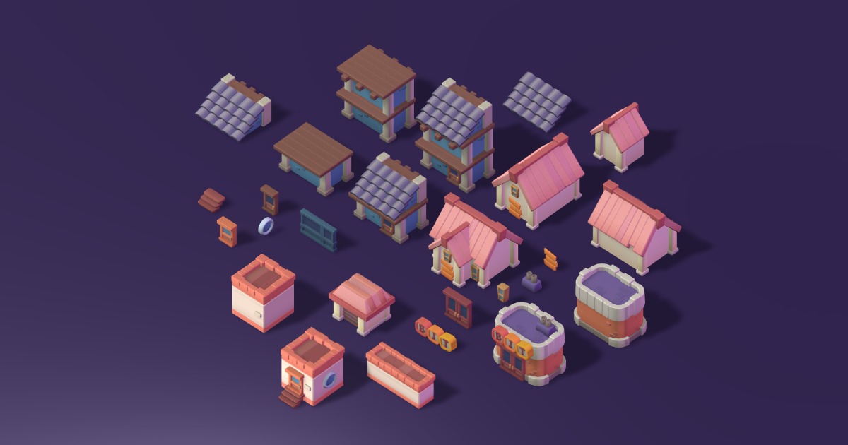 Basic Town Layout For Unity Building - Town Pack 02 Stylized 3D Game Assets | 3D Exterior | Unity ...