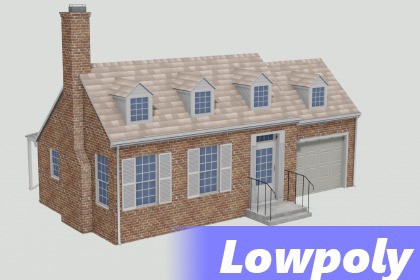 ローポリの普通のアメリカンハウス。タイプB