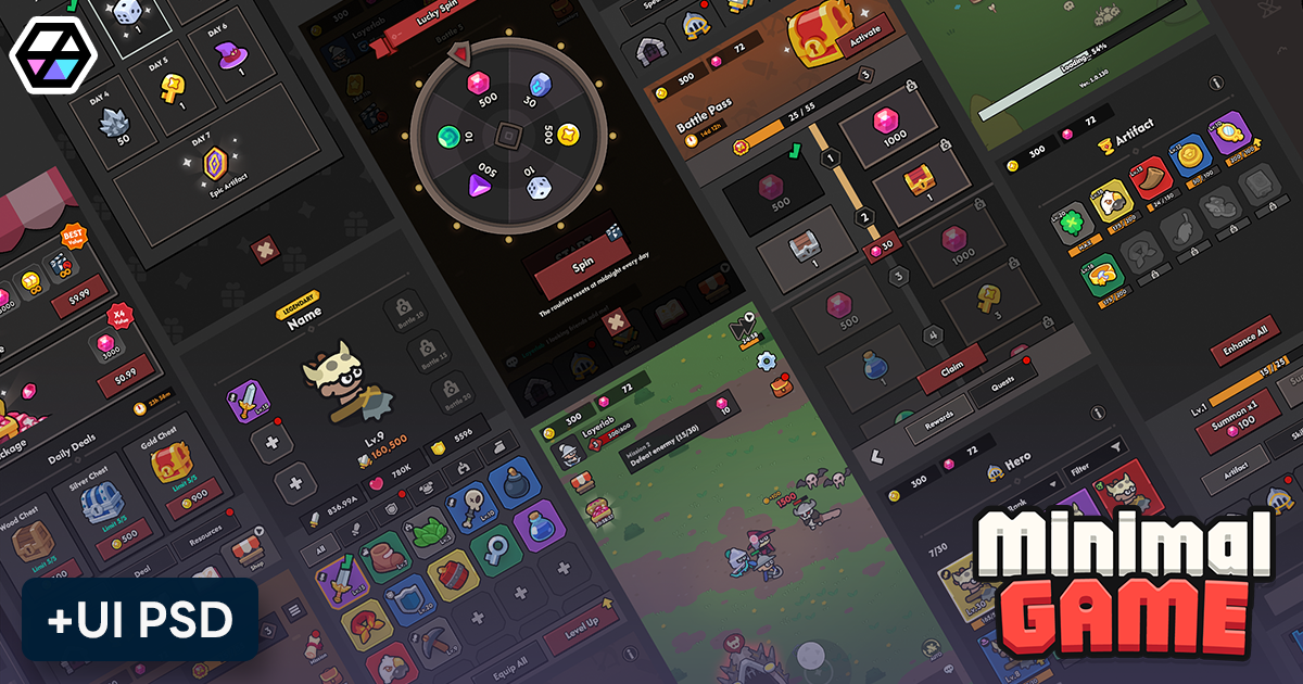 GUI Pro - Minimal Game Dark(+PSD) | 2D GUI | Unity Asset Store