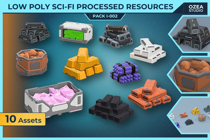 Low Poly Sci-Fi Processed Resources Pack I-002
