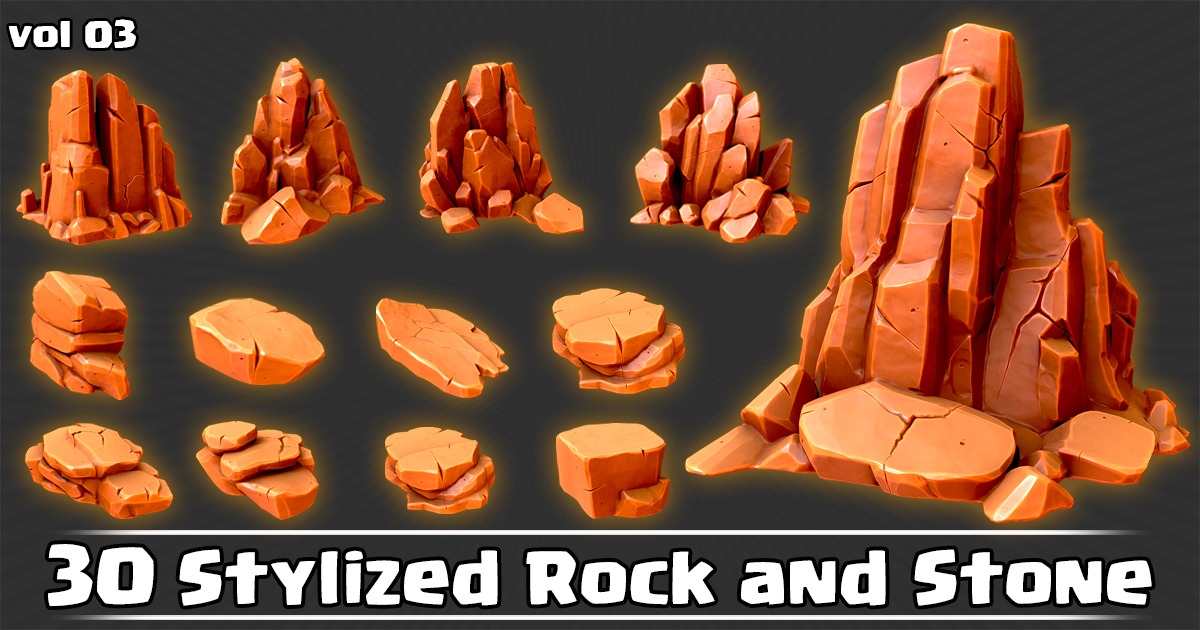 30 Stylized Rock and Stone VOL03 | 3D Props | Unity Asset Store