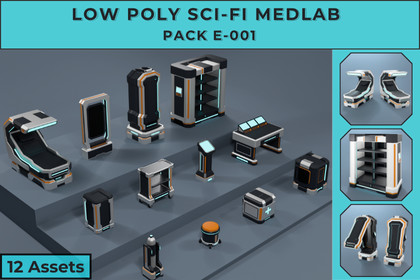 Low Poly Sci-Fi Medlab Pack E-001