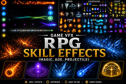 Game VFX - RPG Skill Effects (Magic, AOE, Projectile)