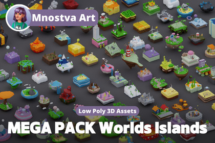 MEGA PACK Low Poly Worlds Islands Exteriors