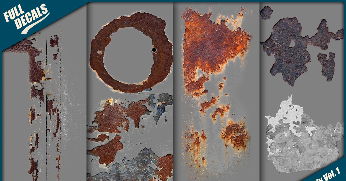 Rusty metal decals Vol. 1 | 2D Textures & Materials | Unity Asset Store