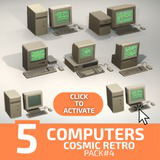 Low Poly Sci-Fi Classic Desktop PCs CRT Monitor Assets