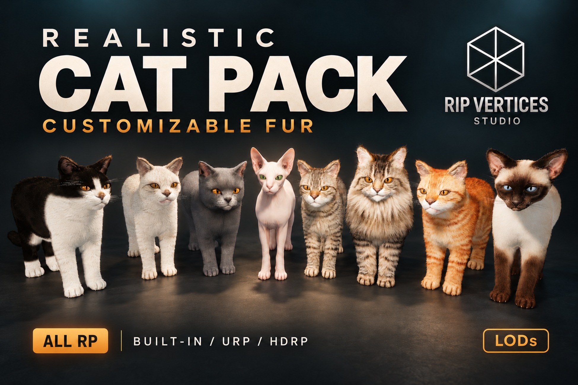 Realistic Cat Pack - Customizable Fur