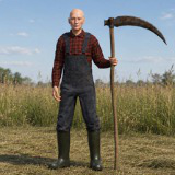 Farmer with scythe