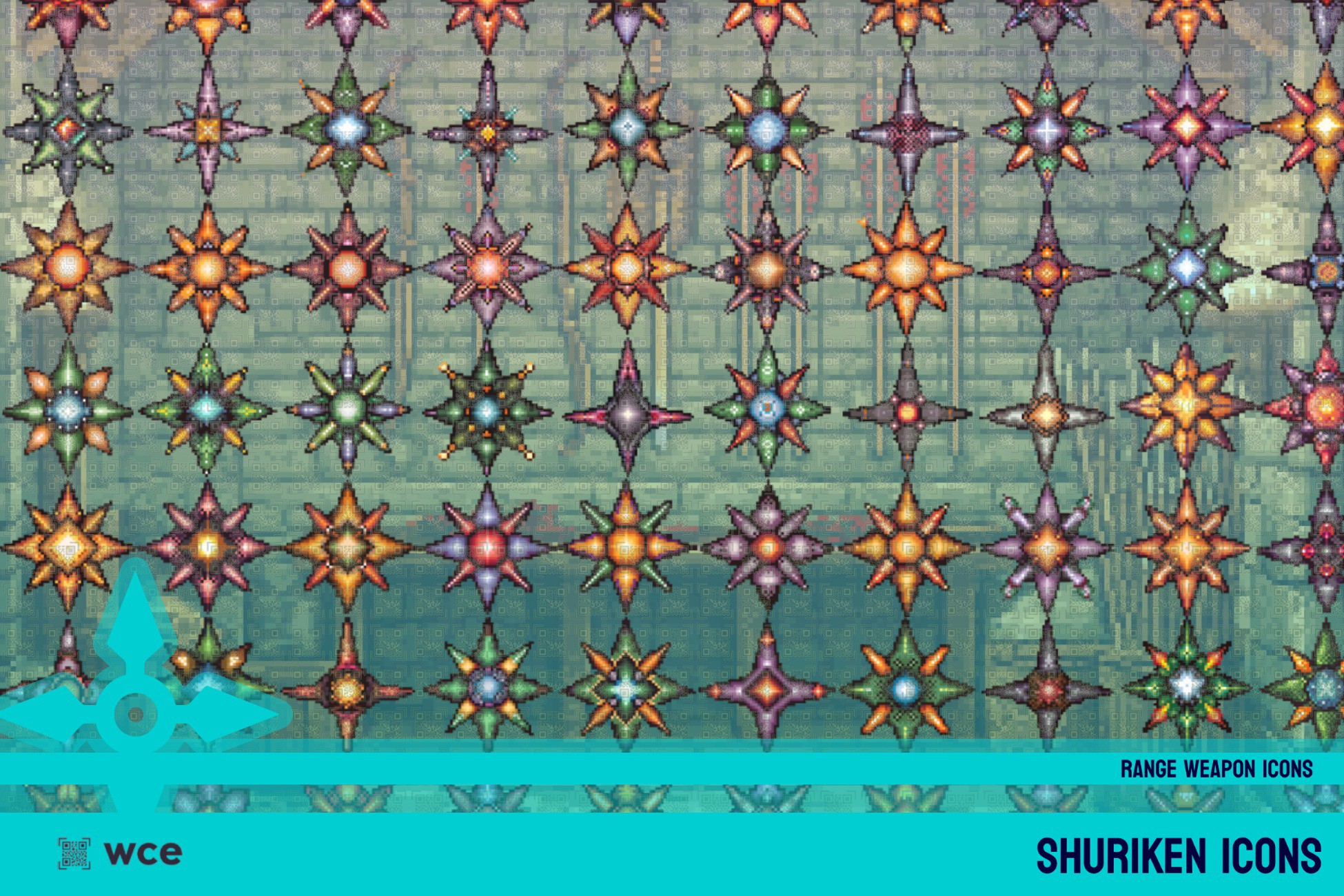 Shuriken Icons - 2D Pixel Ranged Combat Weapons and RPG Weapon Bundle ...