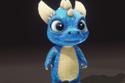 Cartoon Blue Dinosaur 3D Model (Low-Poly, Game-Ready, Animated, Built-In)