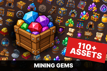 Mining Gems Crystals Gold Ore Resources Crafting Icons Pack