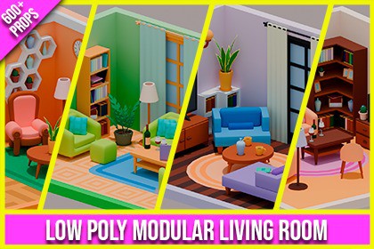 Low Poly Modular Living Room Pack (600+ Props)