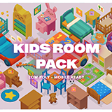 Happy Home – Stylized Kids Room Furniture Interior Kit - Low Poly 3D