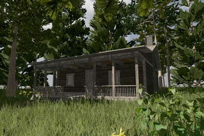 Wooden Log Hunting Cabin