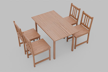 Light Wooden Dining Table Set with 4 Chairs