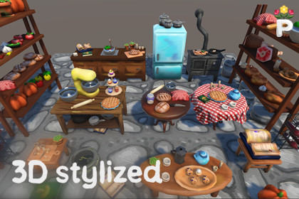 Stylized Hand-Painted Cozy Kitchen Props