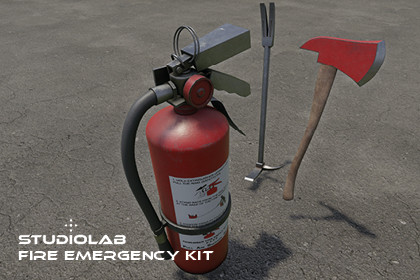 Fire Extinguisher, Crowbar & Fire Axe