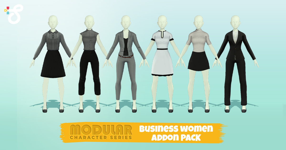 Ladies Icon Unity Modular Addon: Stylized Female Business | 3D Humanoids | Unity Asset Store