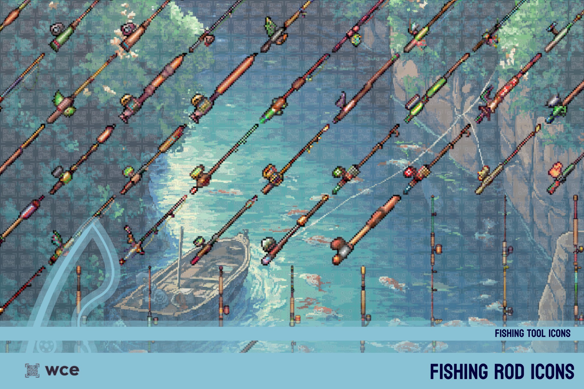 Fishing Rod Icons - 2D Pixel Fishing Tools and Profession Resource ...