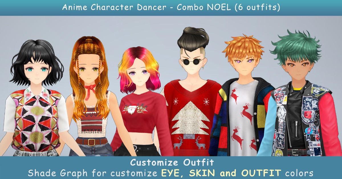 Modular Anime Character Dancer - Combo Noel (6 outfits) | Characters ...