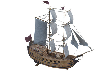 Sailing Ship with Cannon Battleship HDRP and URP Textures