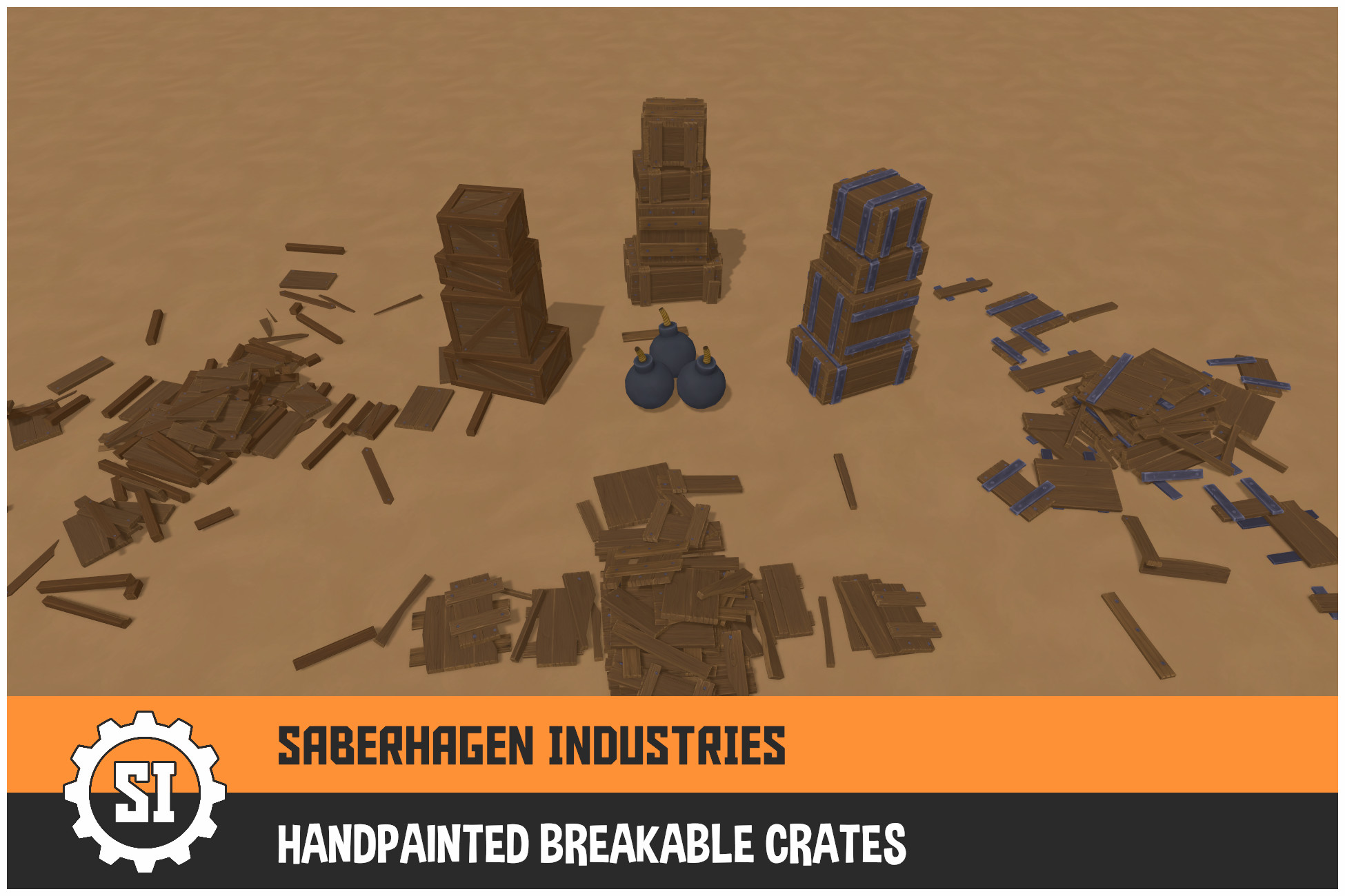 Handpainted Breakable Crates 3D Props Unity Asset Store