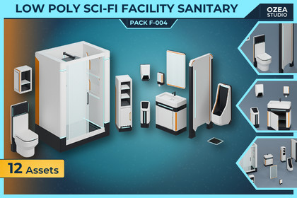 Low Poly Sci-Fi Facility Sanitary Pack F-004