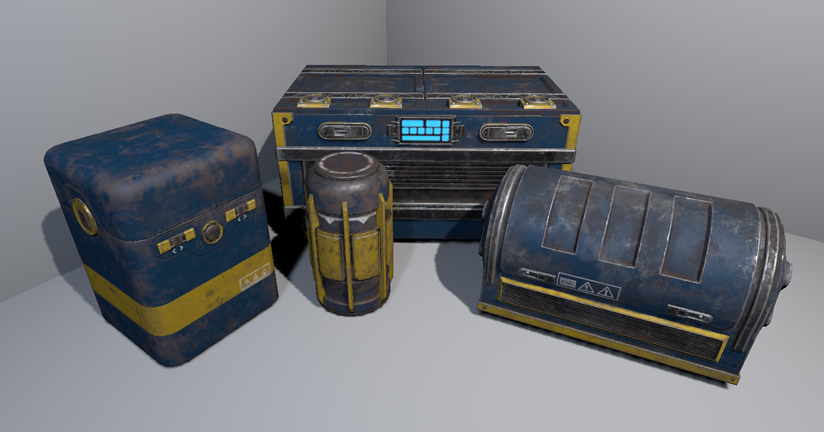 Customizable SciFi Containers 3D 道具 Unity Asset Store