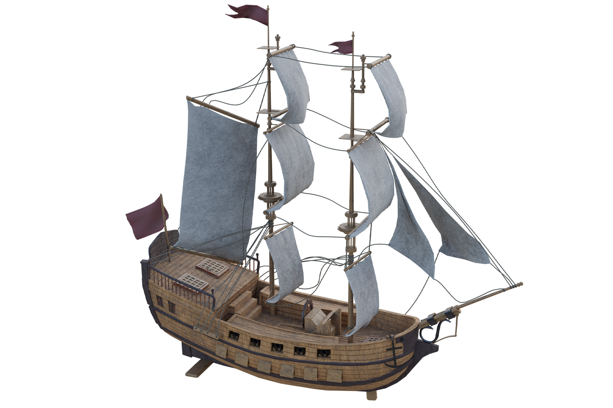 Sailing Ship with Cannon Battleship HDRP and URP Textures | 3D Sea ...