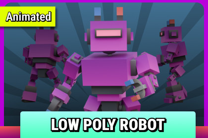 R7 Animated Low Poly Robot - Stylized Sci-Fi Character