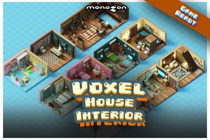 Voxel House Interiors - 3D pixel art - monogon
