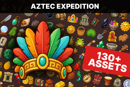 Aztec Maya Jungle Expedition Archaeology Artifacts Treasure Icons Pack