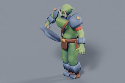 3D Orc Warlord - Stylized Rigged & Animated Fantasy Monster, PBR, LODs
