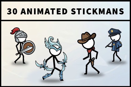 2D Stickmans - 30 Animated Characters