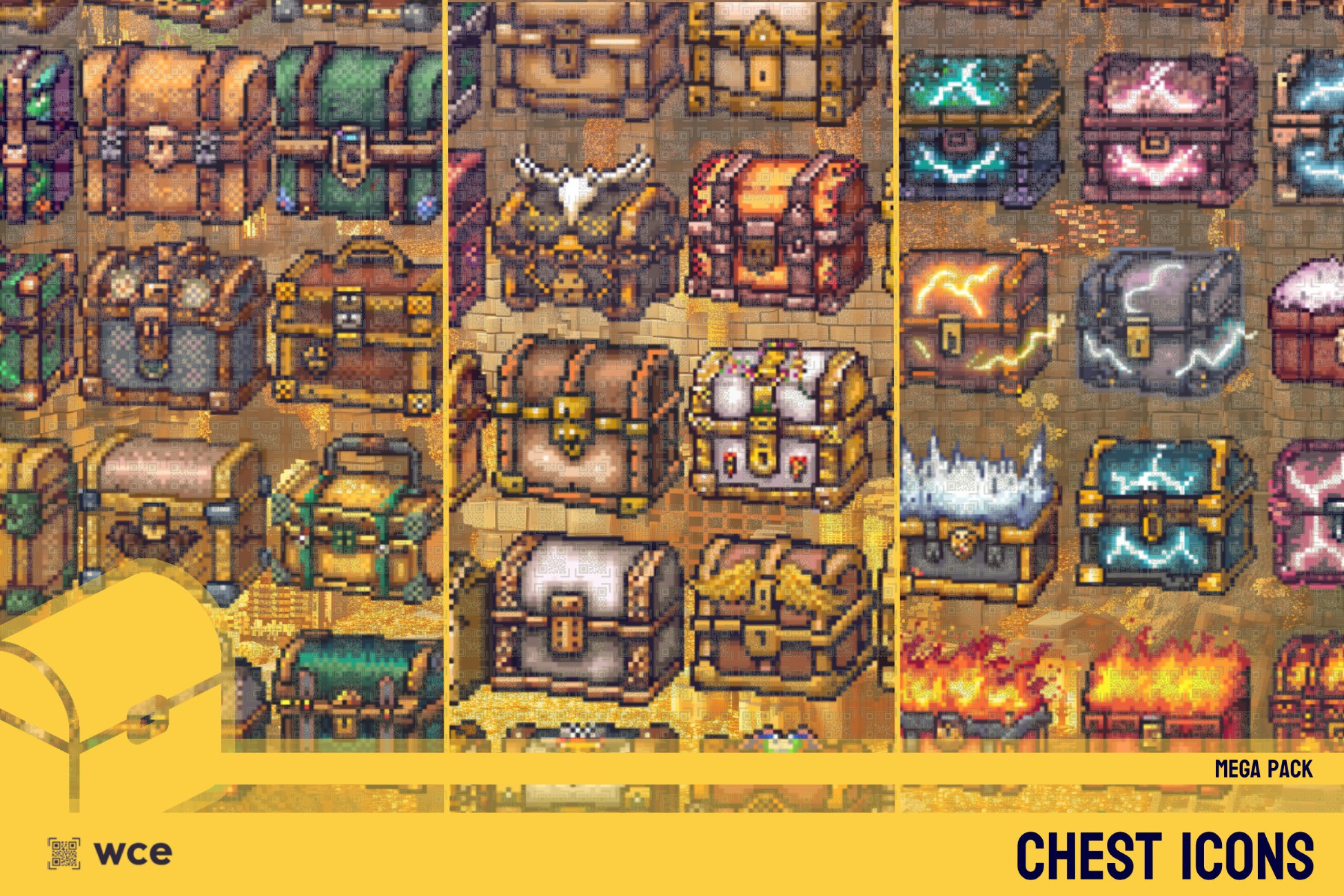 Chest Icons - Mega Pack - 2D Pixel Loot and Treasure Resources Bundle ...
