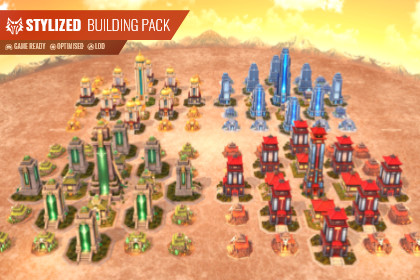 Stylized Building Pack – Multi Biome (LOD, Optimized, Atlas)