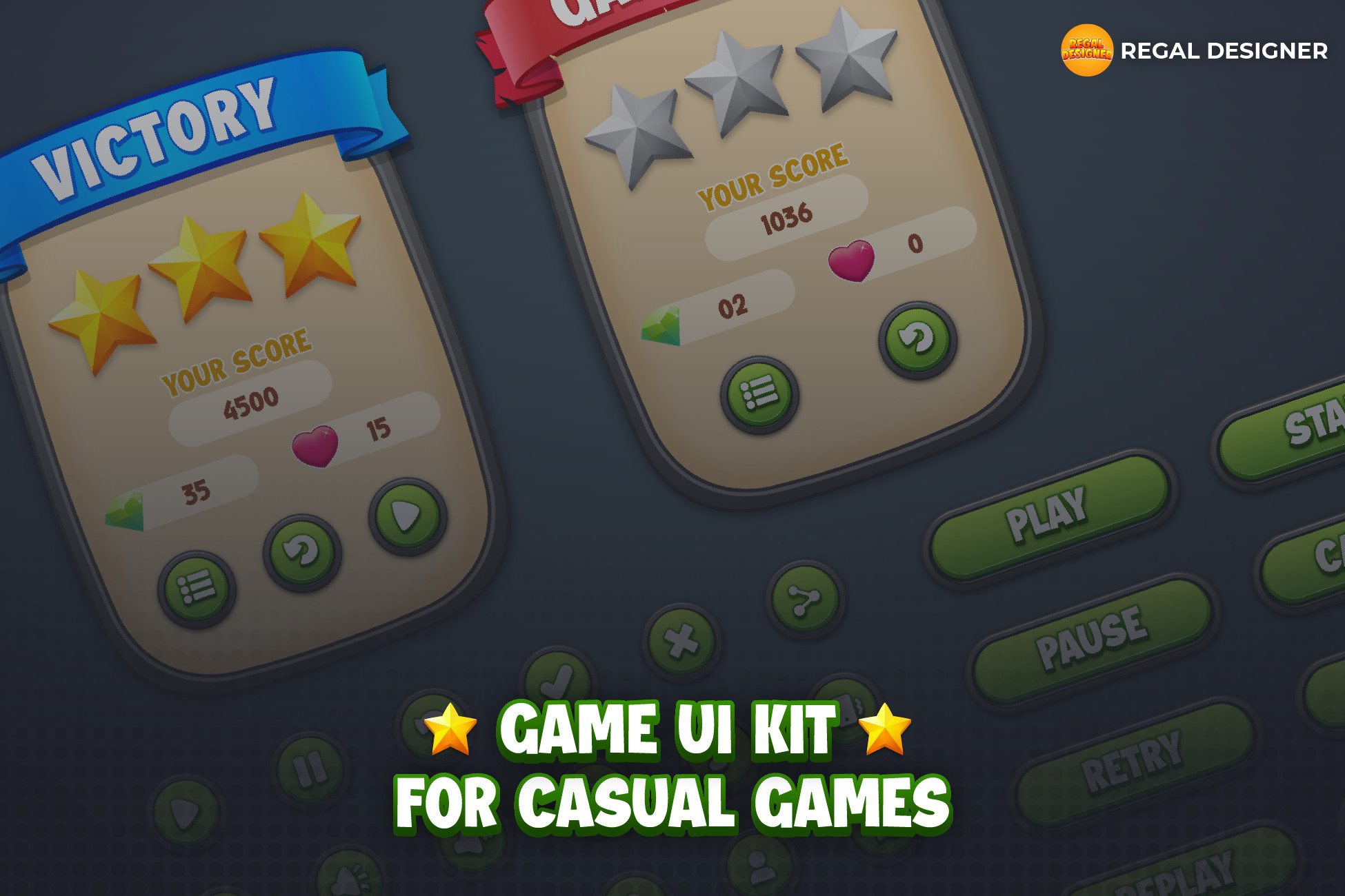Game UI Kit 5: Essential UI Kit for Casual and Puzzle Games | 2D GUI ...