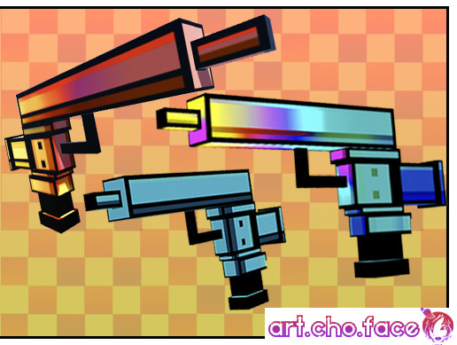 Low Poly Pixel Pistol Gun V. 3 | 3D | Unity Asset Store