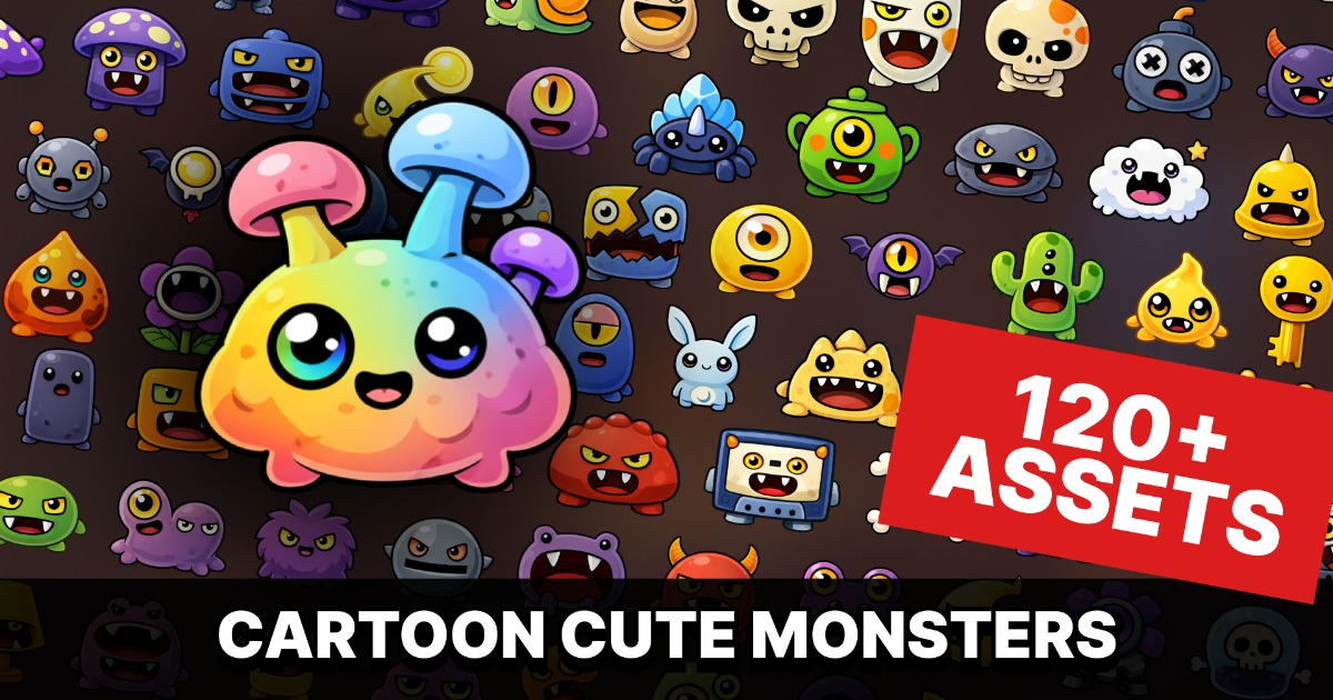 Cute Monster Characters Icons Pack for Casual RPG Puzzle and Mobile Games