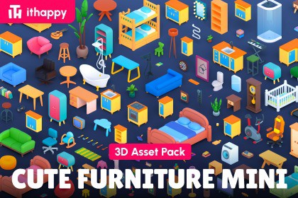 Cute Furniture Mini - Low Poly 3D Models Pack