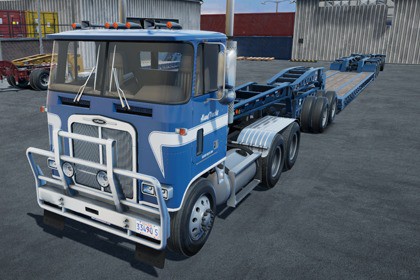 80s Cabover Truck with lowboy trailer
