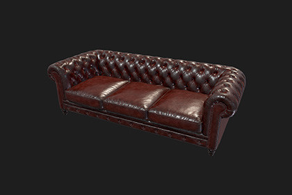 Vintage Chesterfield Sofa Game-Ready