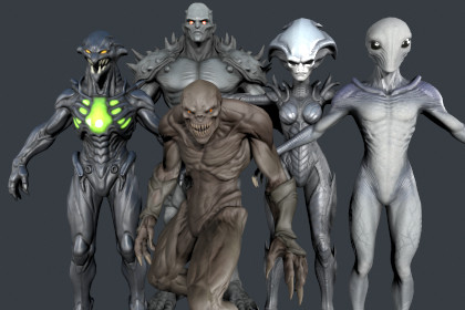 Sci-Fi Alien Enemy Pack – 5 Rigged Characters (Game Ready)