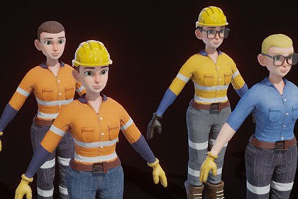 Stylized Female Worker 3D Model – Animated & Customizable