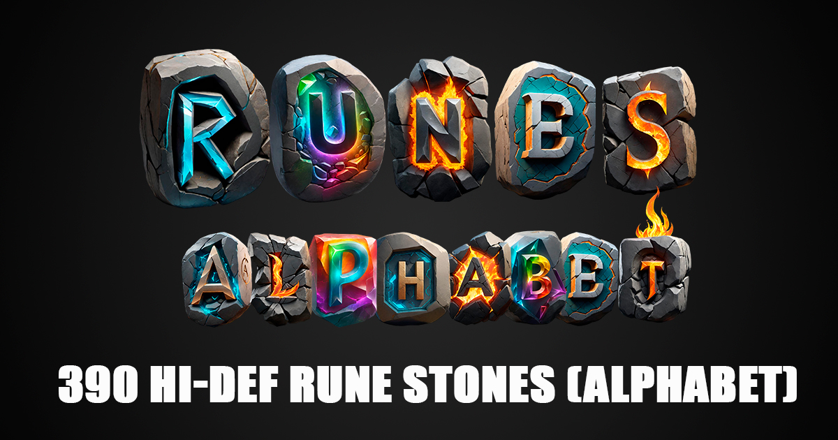 Computer Game Runes Alphabet Hi-Def RuneStone Alphabet- 390 SPRITES | 2D Icons | Unity Asset Store