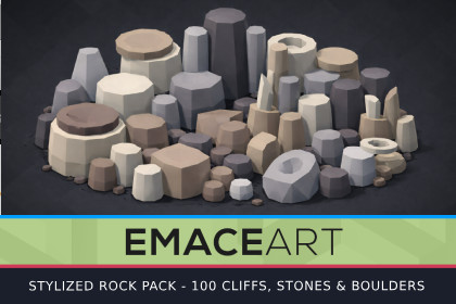 ComicStyle Rock Pack: 100 Low Poly Cliffs, Stones & Boulders