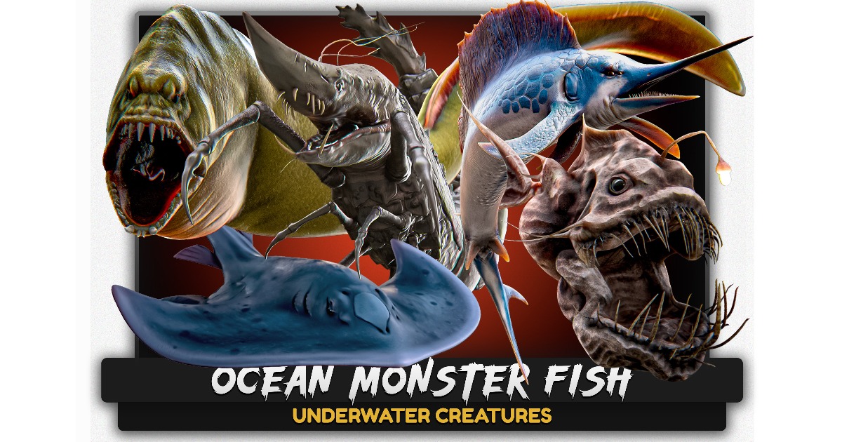 Ocean Monster Fish Pack / Fish low poly model / lowpoly horror fish 3D ...