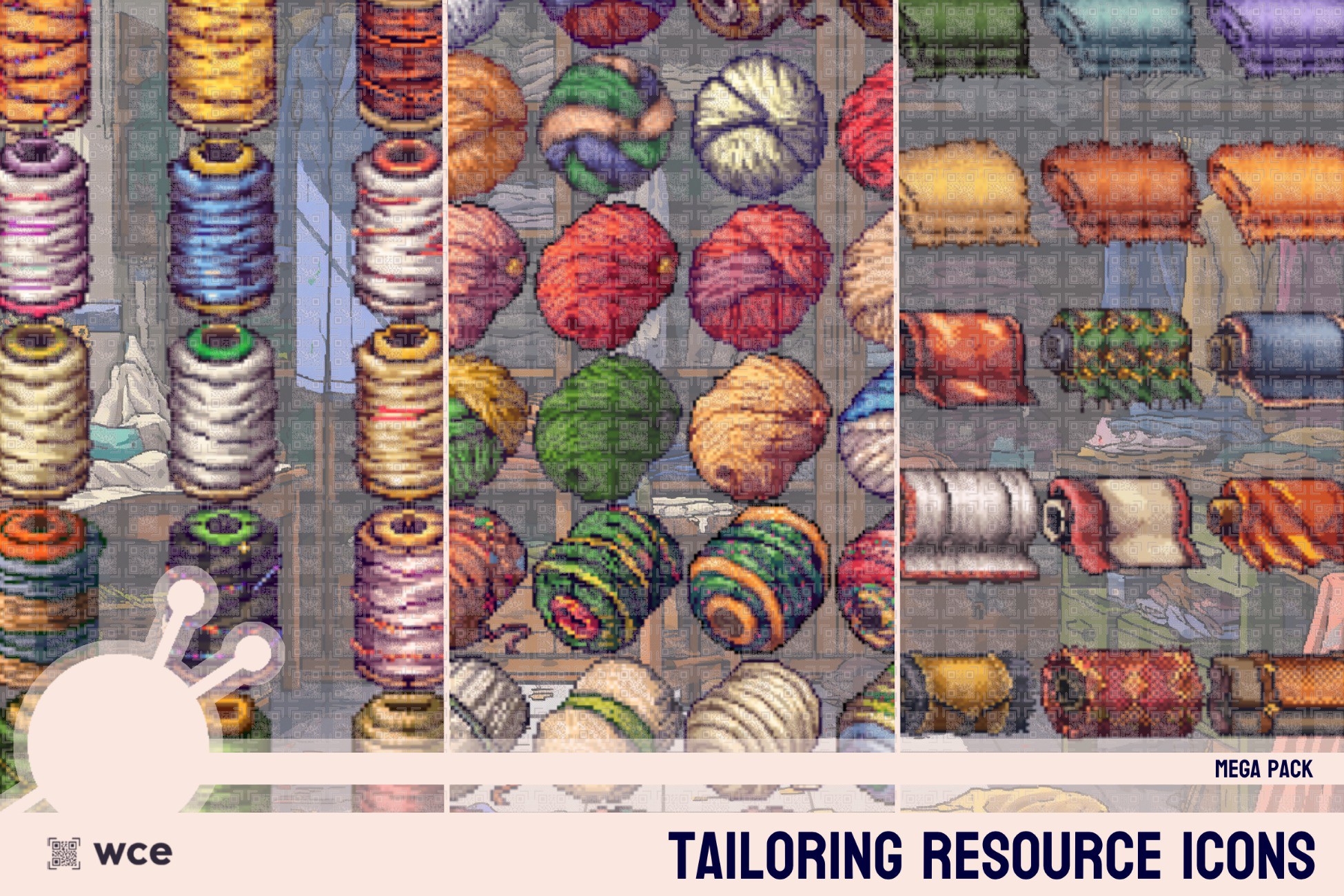 Tailoring Icons - Mega Pack - 2D Pixel Fabric and Crafting Resources ...